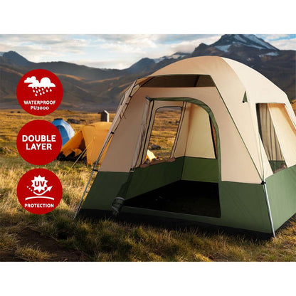 Weisshorn Family Camping Tent, Hiking, Beach Tents, Color: Green/ Beige (4 Person)