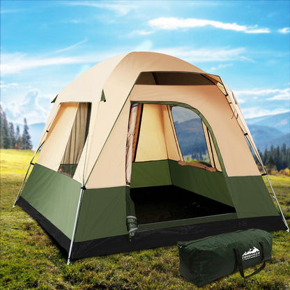 Weisshorn Family Camping Tent, Hiking, Beach Tents, Color: Green/ Beige (4 Person)