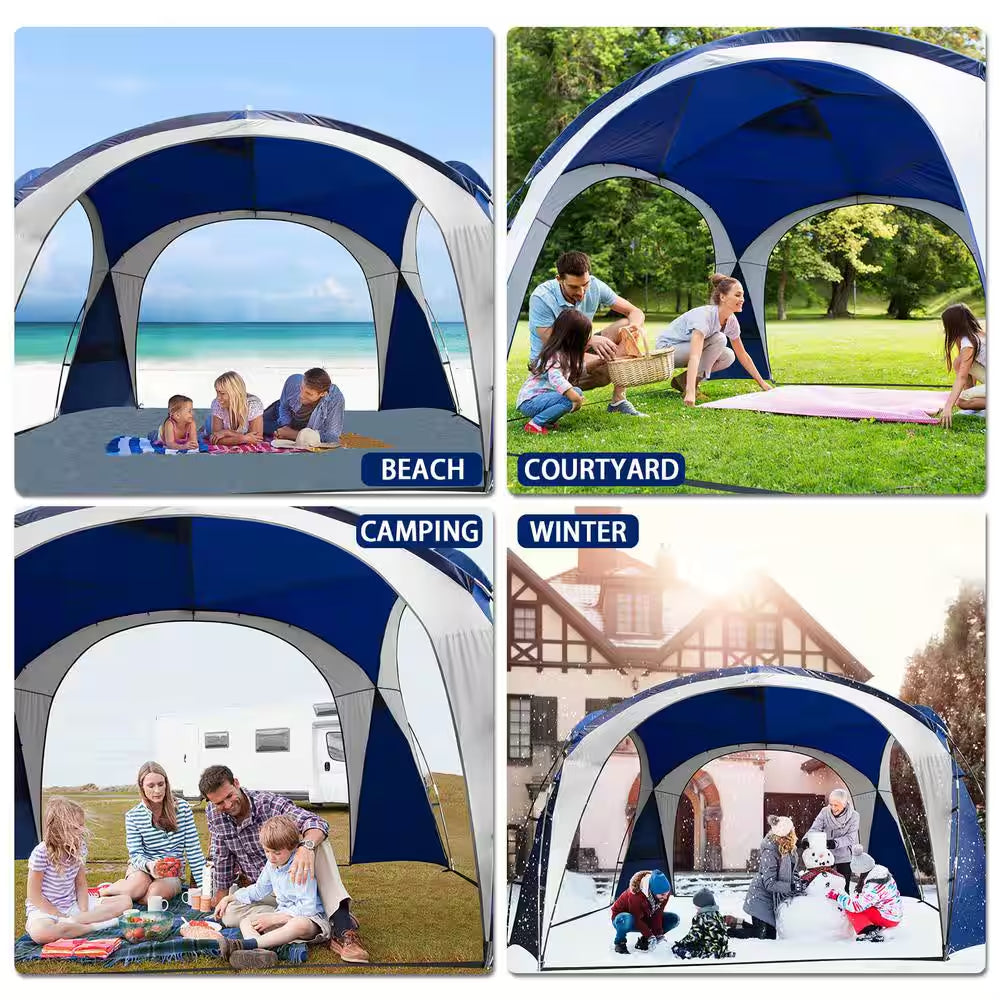 Blue Large Sun Shelter for 9-People to 12-People UPF50+ Portable Beach Sunshade Tent with Carry Bag