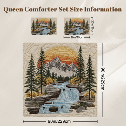 Mountain Sunrise Queen Comforter - 3 PCS Set