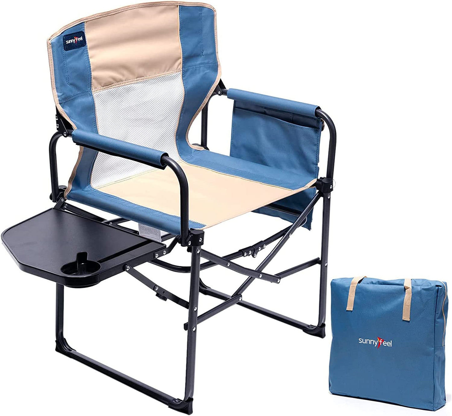 Camping Directors Chair, Heavy Duty,Oversized Portable Folding Chair with Side Table, Pocket for Beach, Fishing,Trip,Picnic,Lawn,Concert Outdoor Foldable Camp Chairs