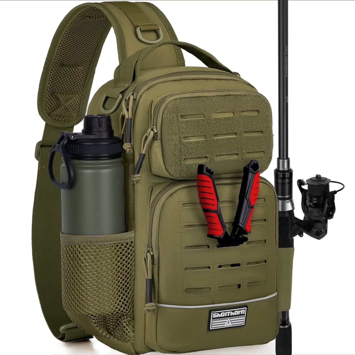 Fishing Backpack Tackle Sling Bag -Lightweight Sling Tackle Storage Bag- Fishing Backpack with Rod Holder Gifts for Mother Father