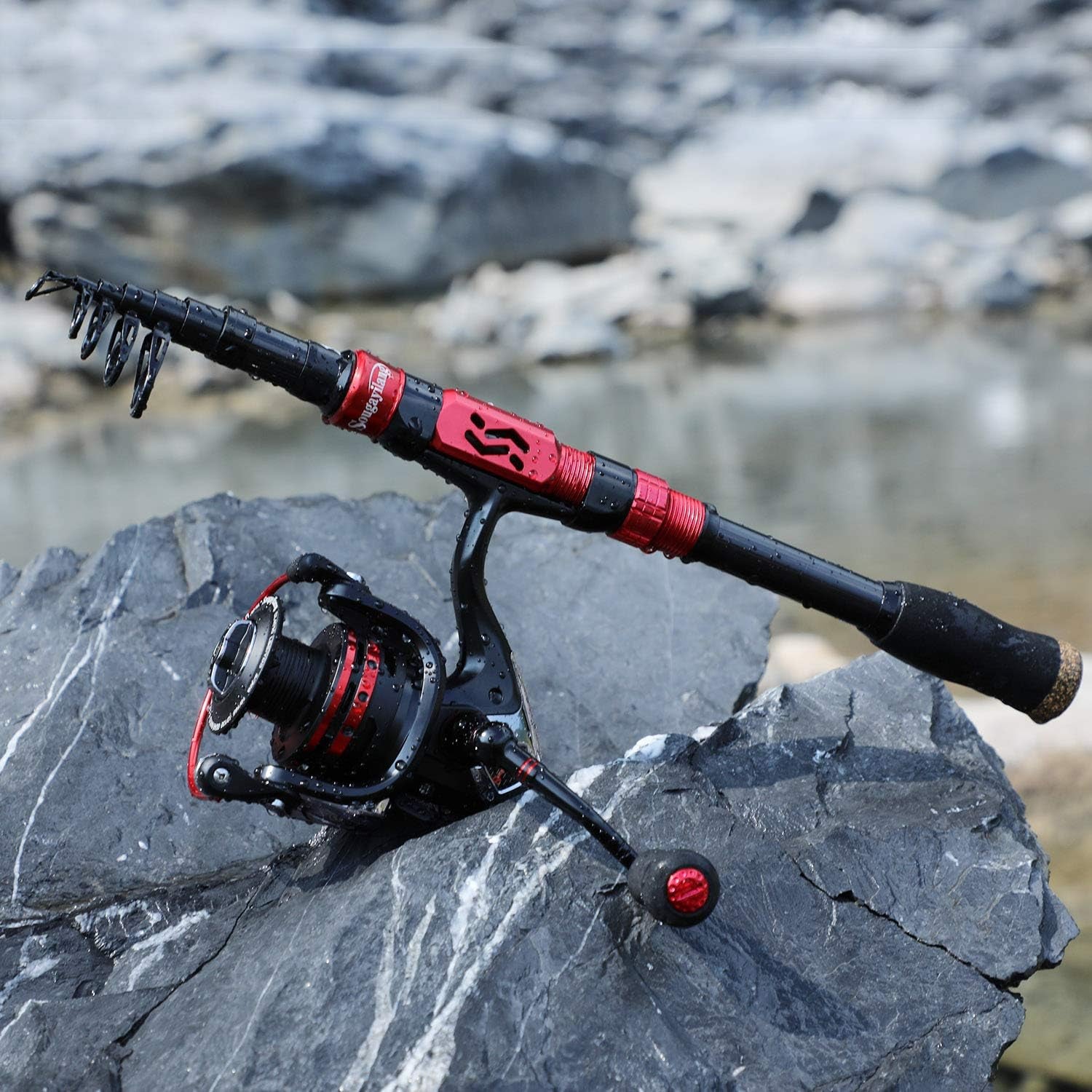 compact fishing rod and reel Telescopic Fishing Pole with Spinning Reel Portable Fishing Rod Reel C –  Mossy Green Trees