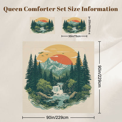 Rustic Mountain Falls Comforter Set - King, Queen, Full, & Twin Sizes Available