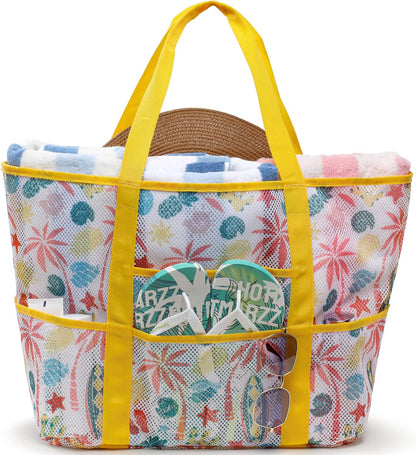 Mesh Beach Bag Family - Large Tote Bag for Cruise Pool Toys Beach Vacation Essentials