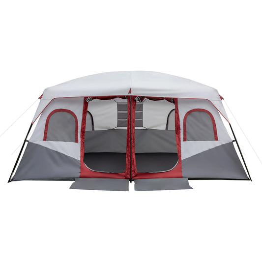 10 Person Family Cabin Tent, 2 Room with Storage Pockets for Camping Accessories