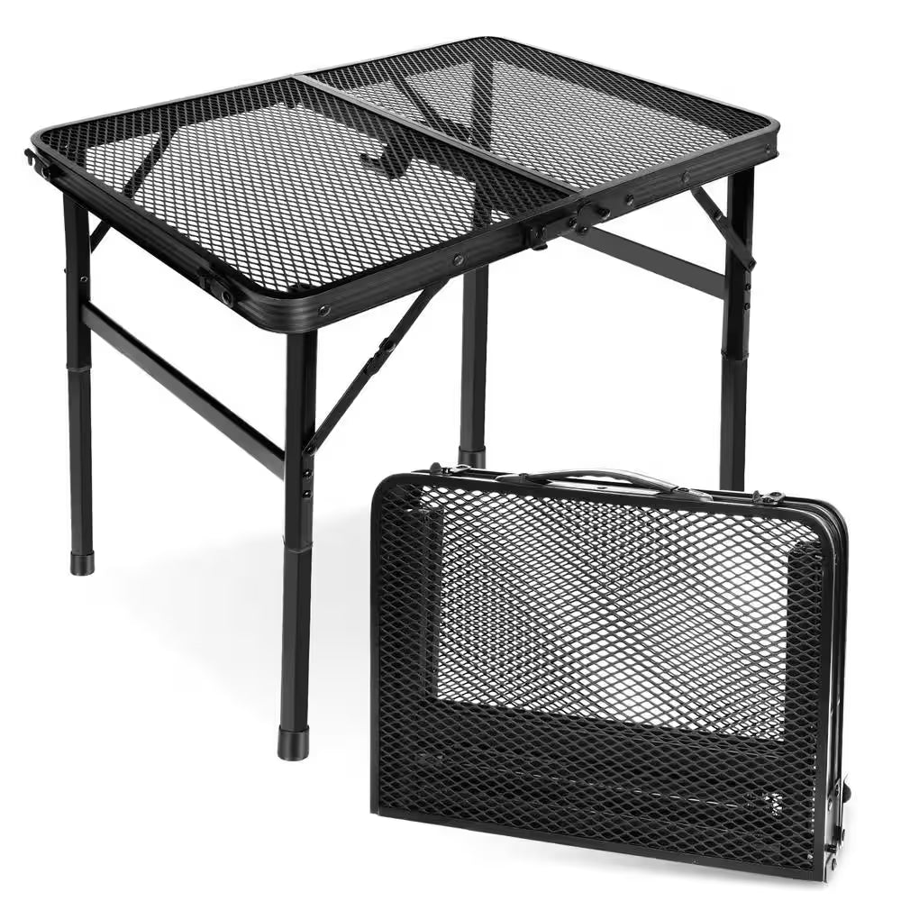 23.6 In. L X 15.8 In. W Black Rectangular Metal Outdoor Portable Folding Picnic Tables for Easy Storage, Small Size