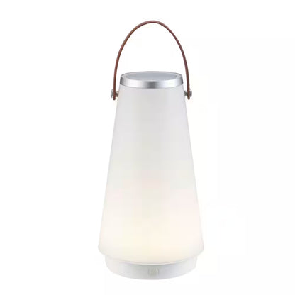 13.75 In. White Indoor/Outdoor Rechargeable Battery Operated LED Lamp with Built-In Wireless Speaker