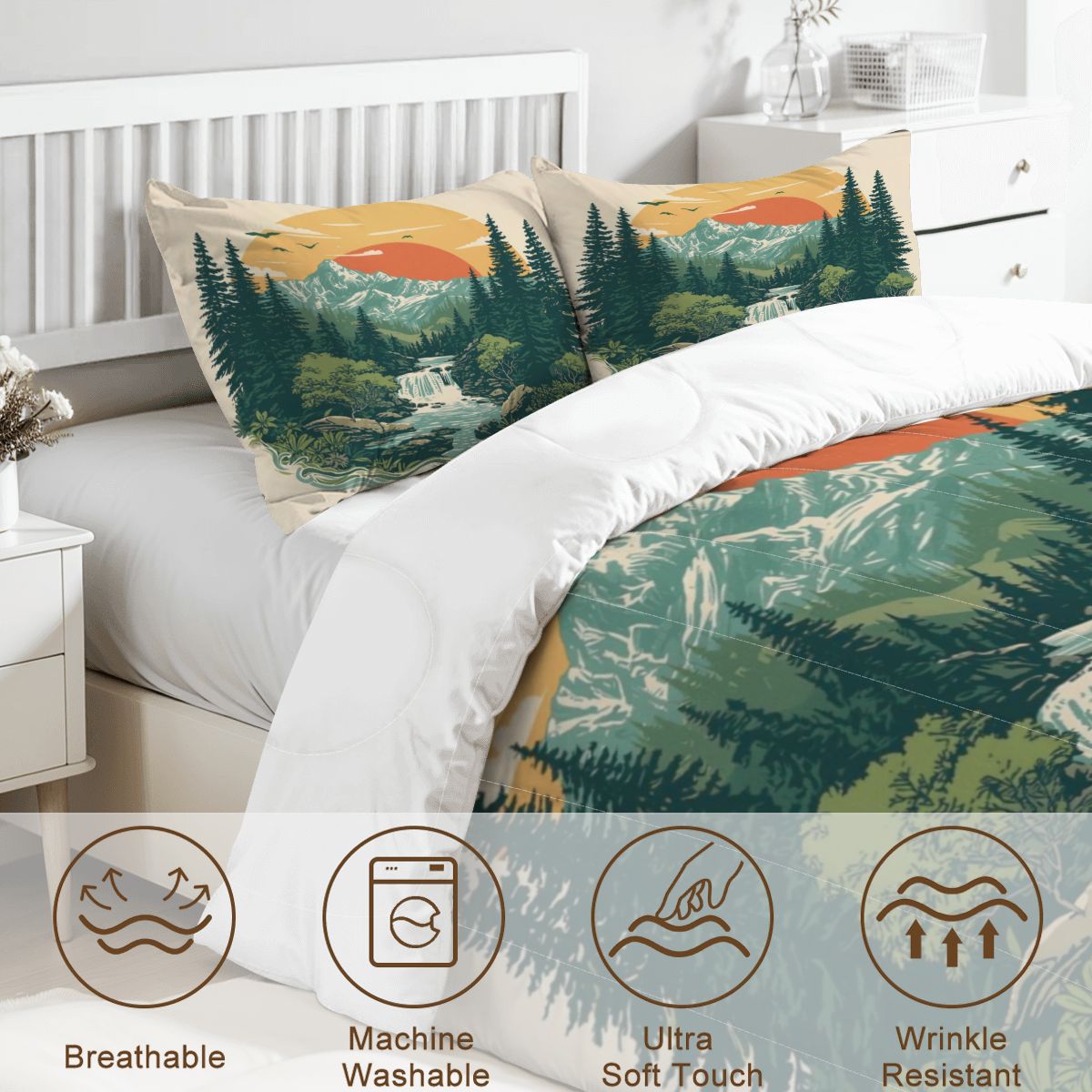 Rustic Mountain Falls Comforter Set - King, Queen, Full, & Twin Sizes Available
