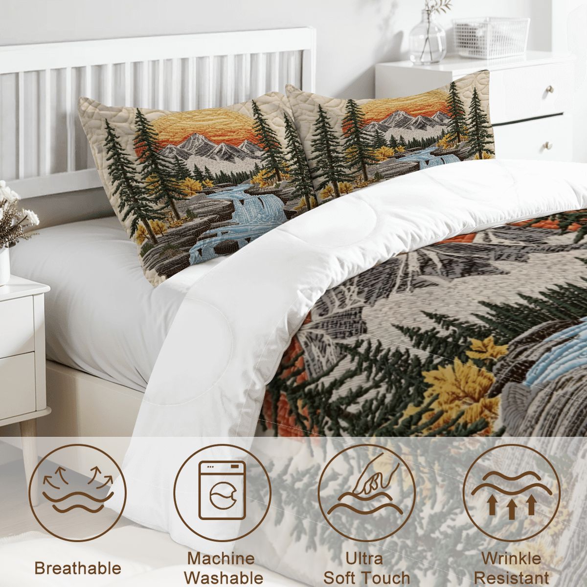 Mountain Sunrise Full Comforter - 3 PCS Set