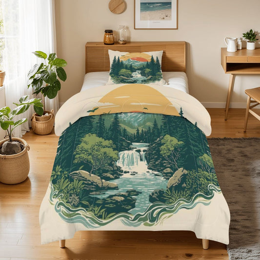 Rustic Mountain Falls Comforter Set - King, Queen, Full, & Twin Sizes Available