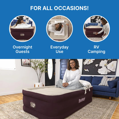 ® Maroon Tritech Airbed Twin 20" with Built-In AC Pump