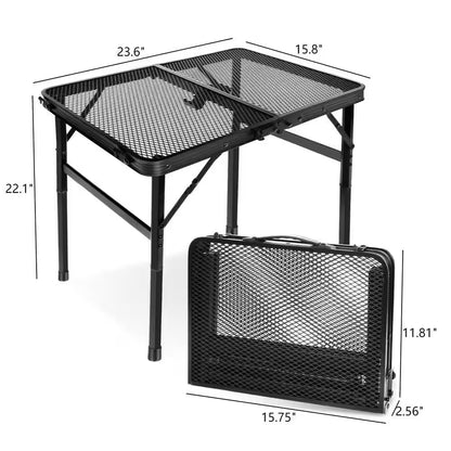 23.6 In. L X 15.8 In. W Black Rectangular Metal Outdoor Portable Folding Picnic Tables for Easy Storage, Small Size