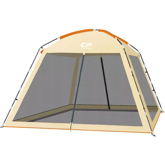 10 X 10 Ft. Mesh Net Wall Canopy Screen Dome Tent in Khaki UV Protect for Camping