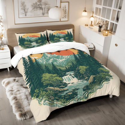 Rustic Mountain Falls Comforter Set - King, Queen, Full, & Twin Sizes Available