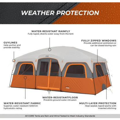 Large Multi Room Cabin Tent - 10 Person / 11 Person / 12 Person