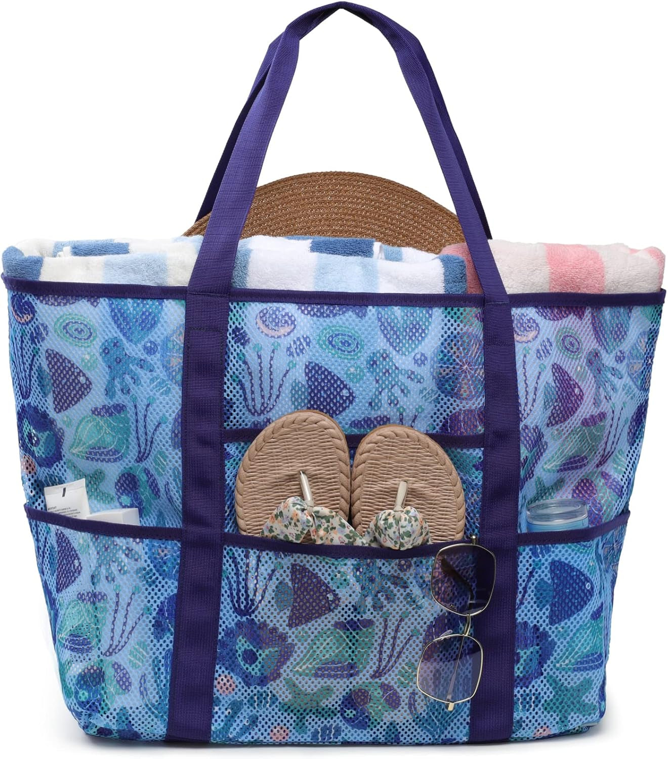 Mesh Beach Bag Family - Large Tote Bag for Cruise Pool Toys Beach Vacation Essentials