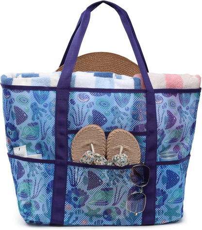 Mesh Beach Bag Family - Large Tote Bag for Cruise Pool Toys Beach Vacation Essentials