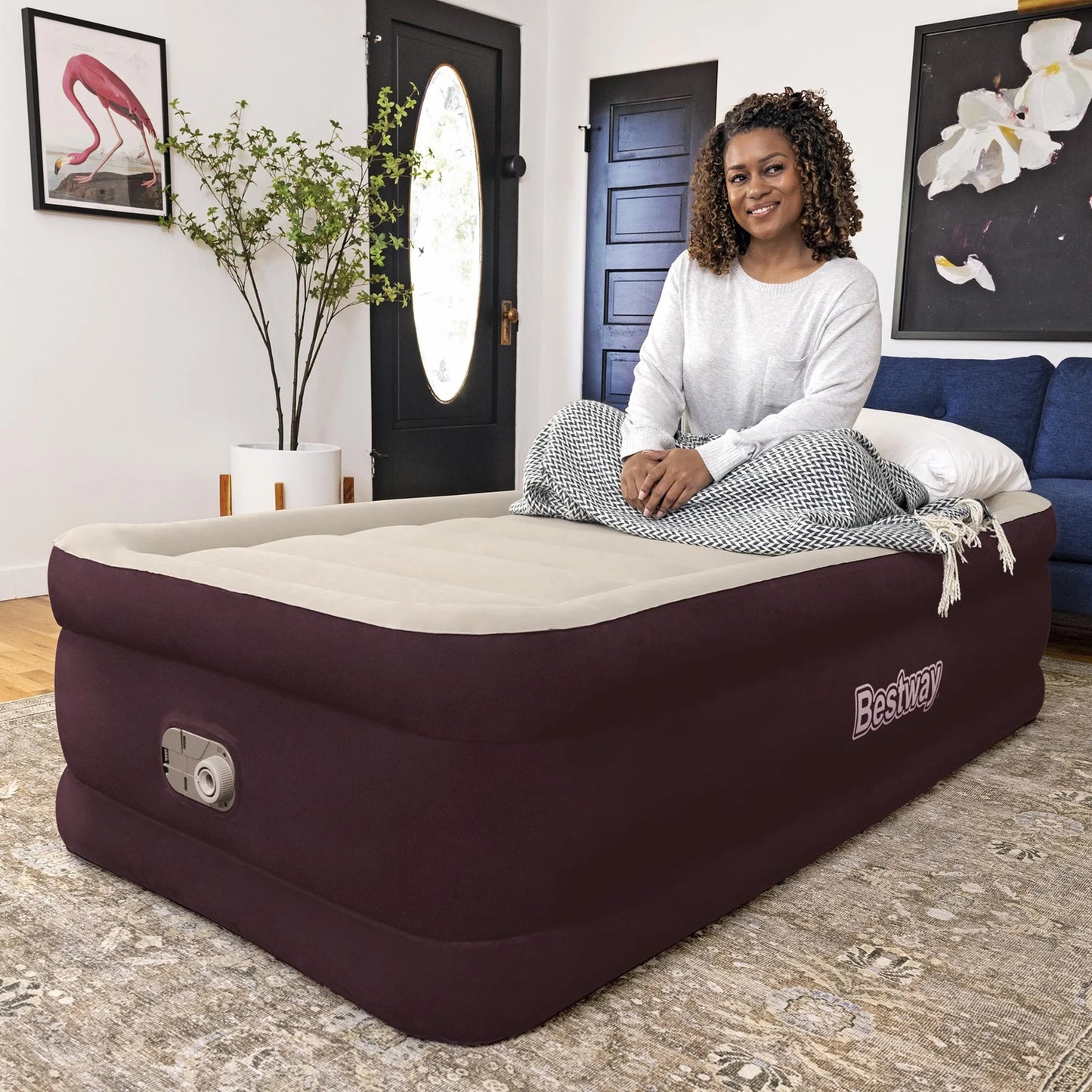 ® Maroon Tritech Airbed Twin 20" with Built-In AC Pump