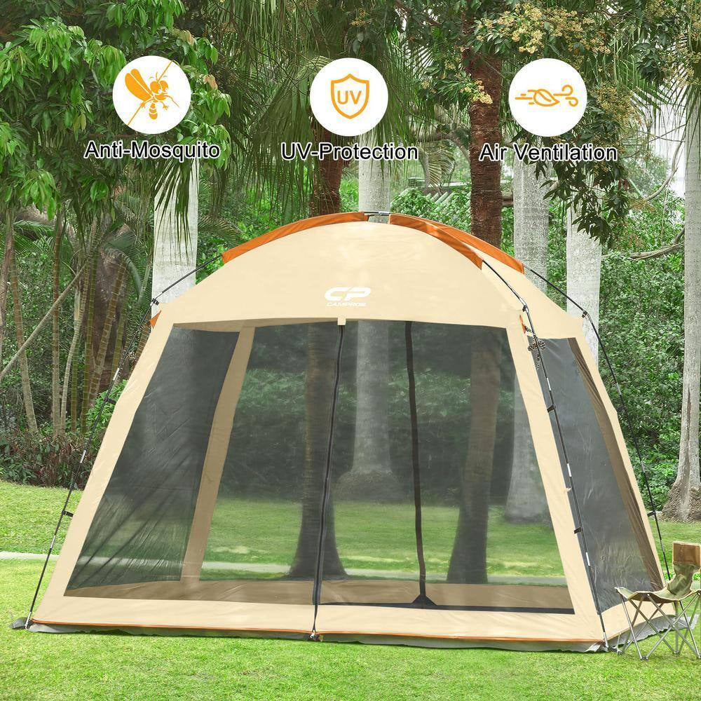 10 X 10 Ft. Mesh Net Wall Canopy Screen Dome Tent in Khaki UV Protect for Camping
