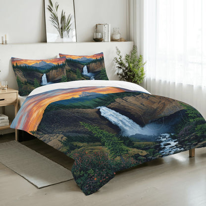Mountain Waterfall Full Comforter Set - 3 PCS Set