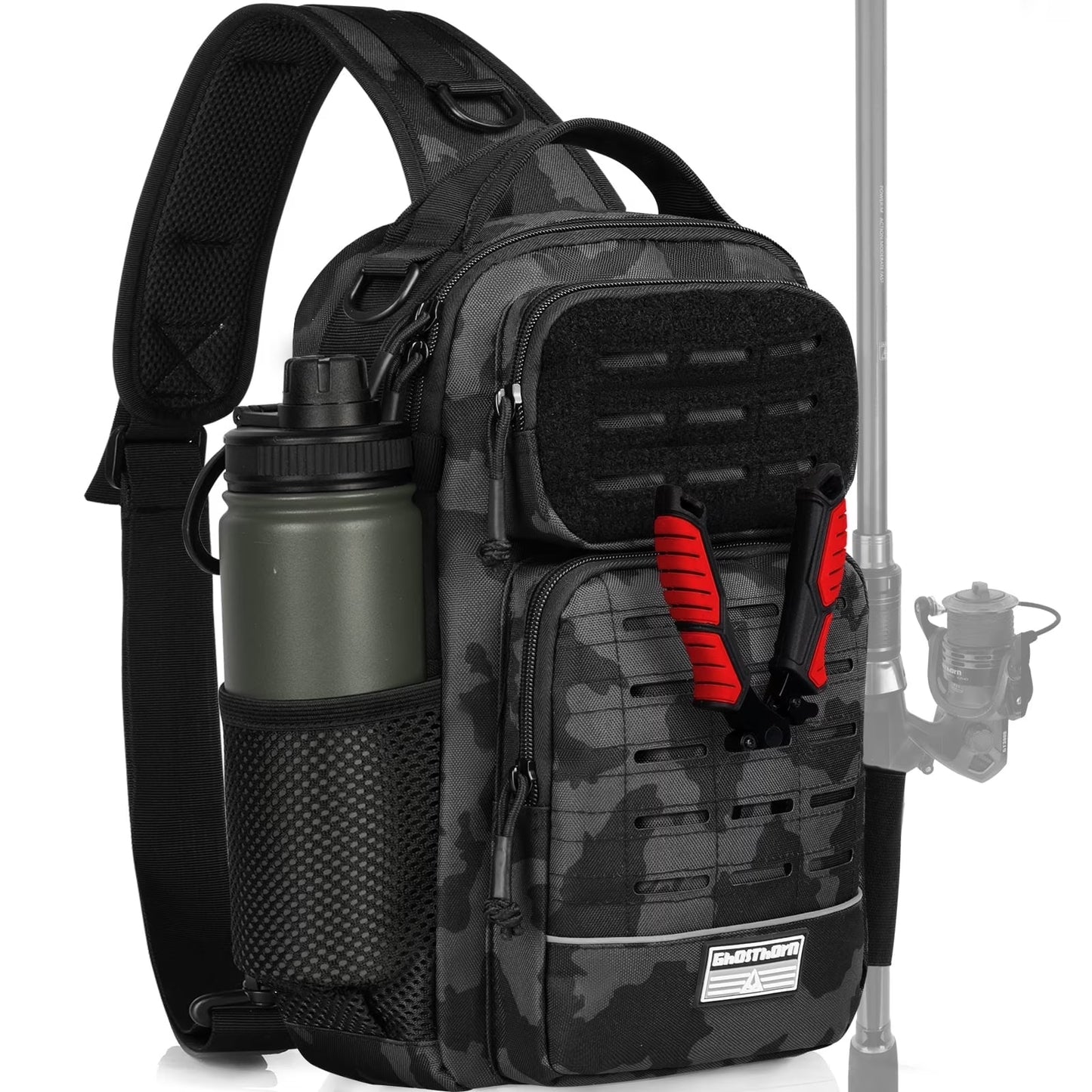 Fishing Backpack Tackle Sling Bag -Lightweight Sling Tackle Storage Bag- Fishing Backpack with Rod Holder Gifts for Mother Father