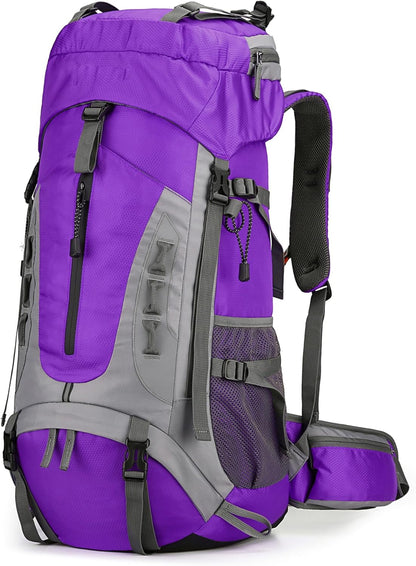 75L Hiking Backpack with Rain Cover Waterproof Camping Backpack Shoes Warehouse for Men Women, Frameless