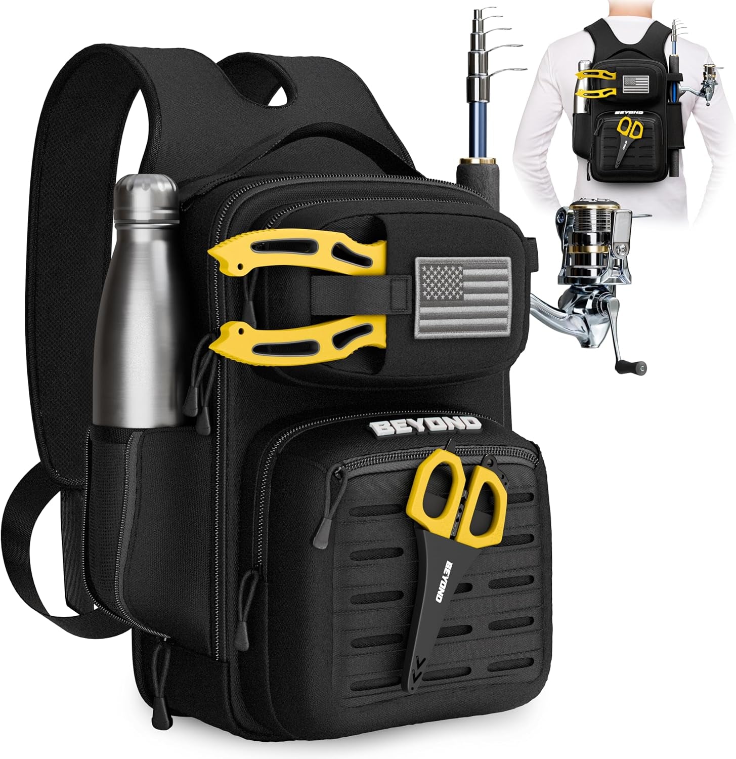 Beyond Fishing Tackle Backpack- the Voyager Tactical Fishing Storage Bag - Lightweight & Compact Bag for Fishing