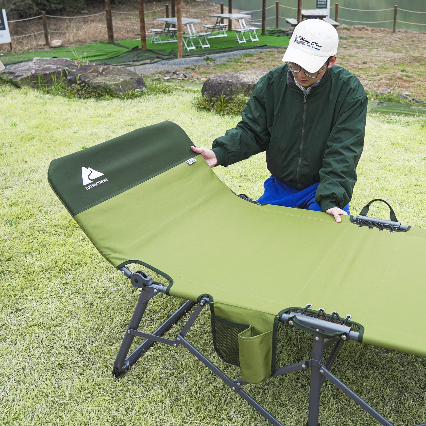 Adult Quick Fold Speedy Camp Cot, Green, 79"X 33" X 16"