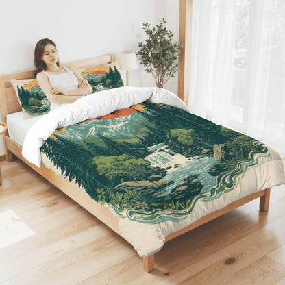 Rustic Mountain Falls Comforter Set - King, Queen, Full, & Twin Sizes Available