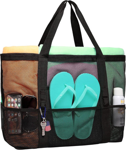 Mesh Beach Bag Family - Large Tote Bag for Cruise Pool Toys Beach Vacation Essentials
