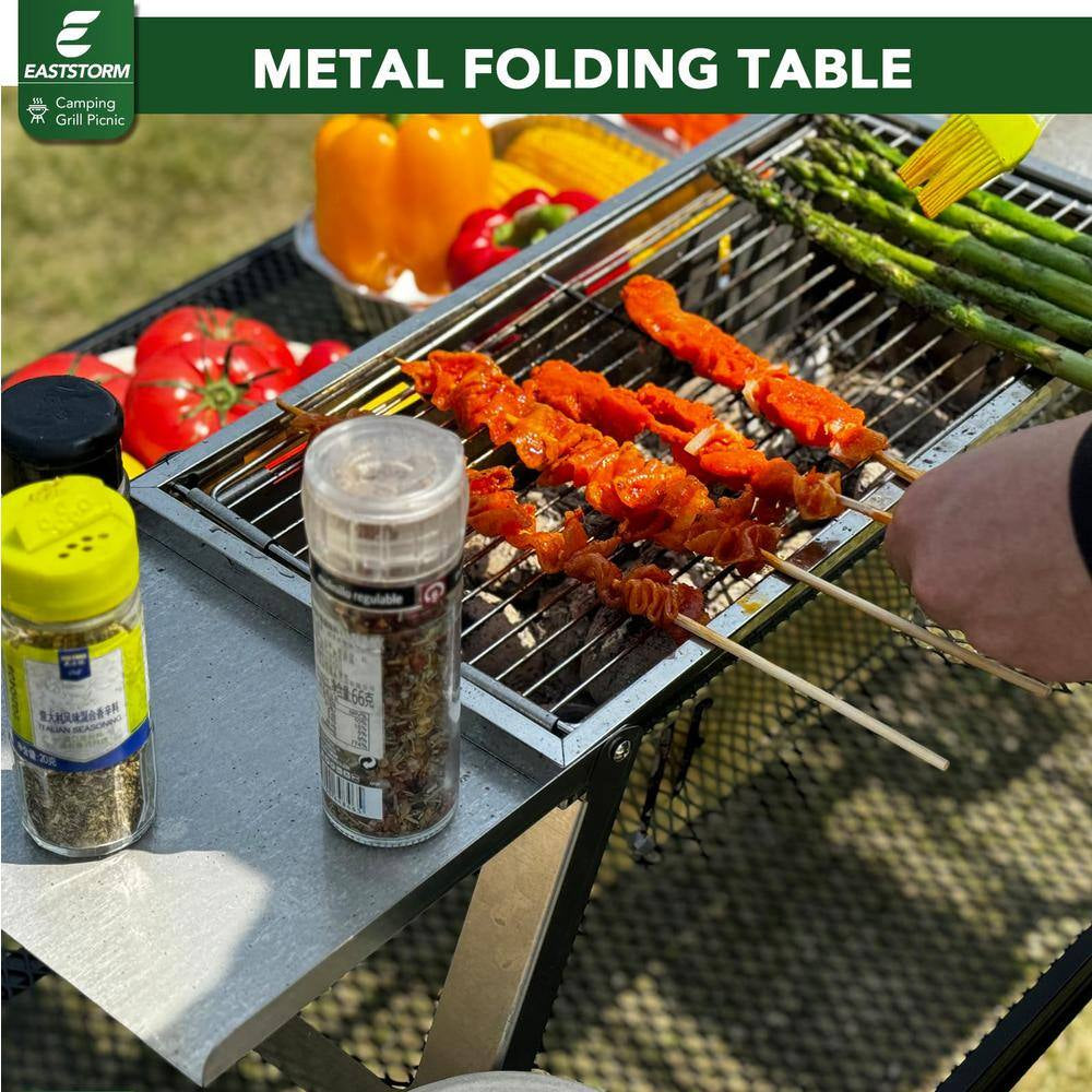 23.6 In. L X 15.8 In. W Black Rectangular Metal Outdoor Portable Folding Picnic Tables for Easy Storage, Small Size