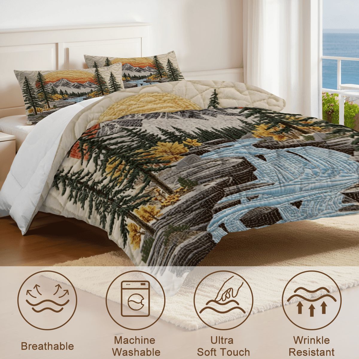 Mountain Sunrise King Comforter - 3 PCS Set