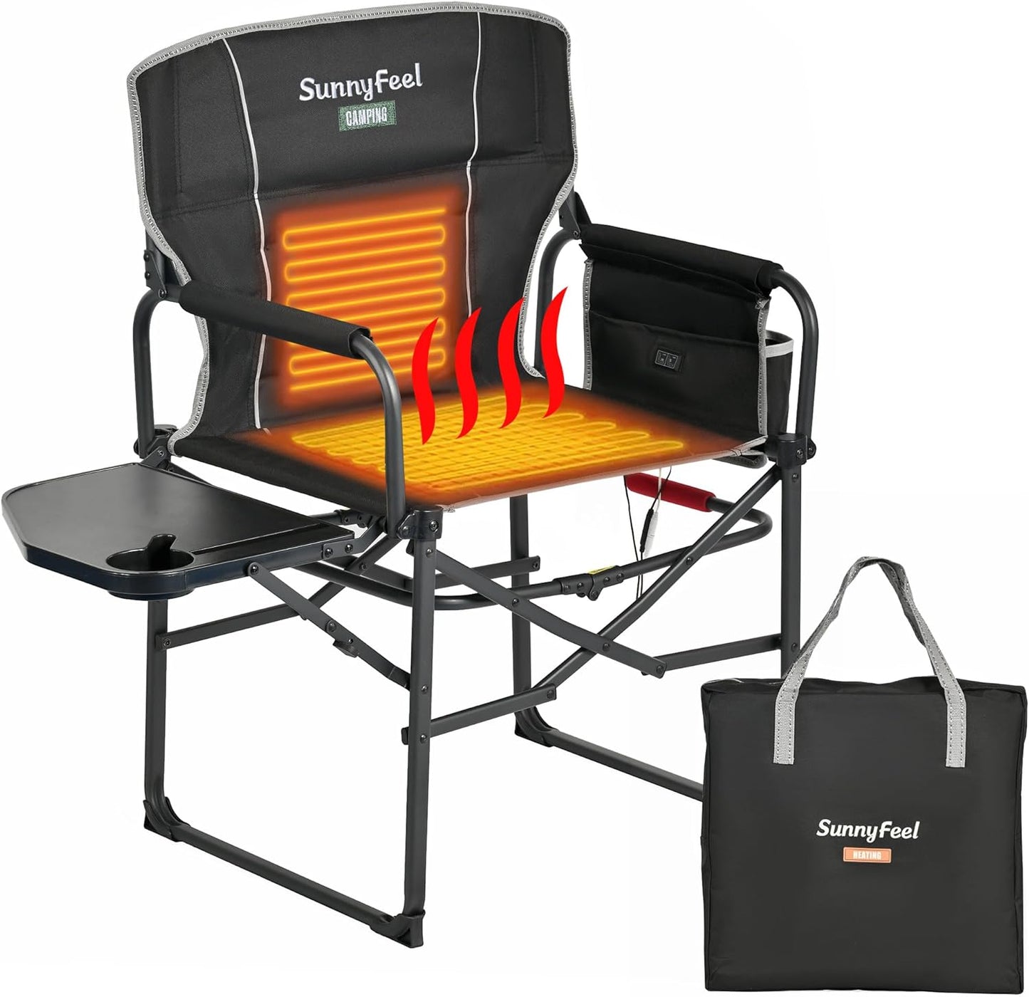 Camping Directors Chair, Heavy Duty,Oversized Portable Folding Chair with Side Table, Pocket for Beach, Fishing,Trip,Picnic,Lawn,Concert Outdoor Foldable Camp Chairs