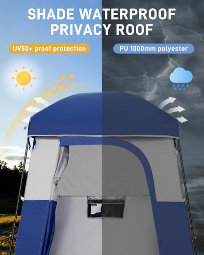Shower Tent, Portable Privacy Tent Outdoor Camping 1/2 Room Toilet Tents with Shower Bag & Dressing Room for Beach, Camping & Hiking