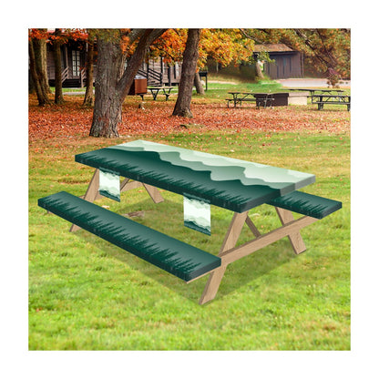 Mountain Range Outdoor Picnic Table Cover with Bench Covers (3 Piece Set)