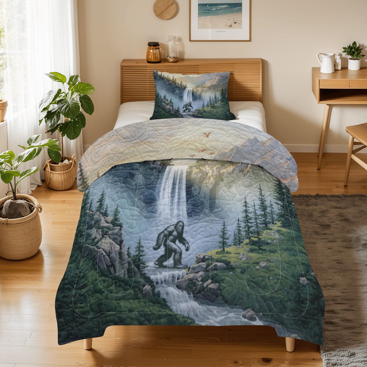 Bigfoot Waterfall Twin Comforter Set Green - 3 PCS Set