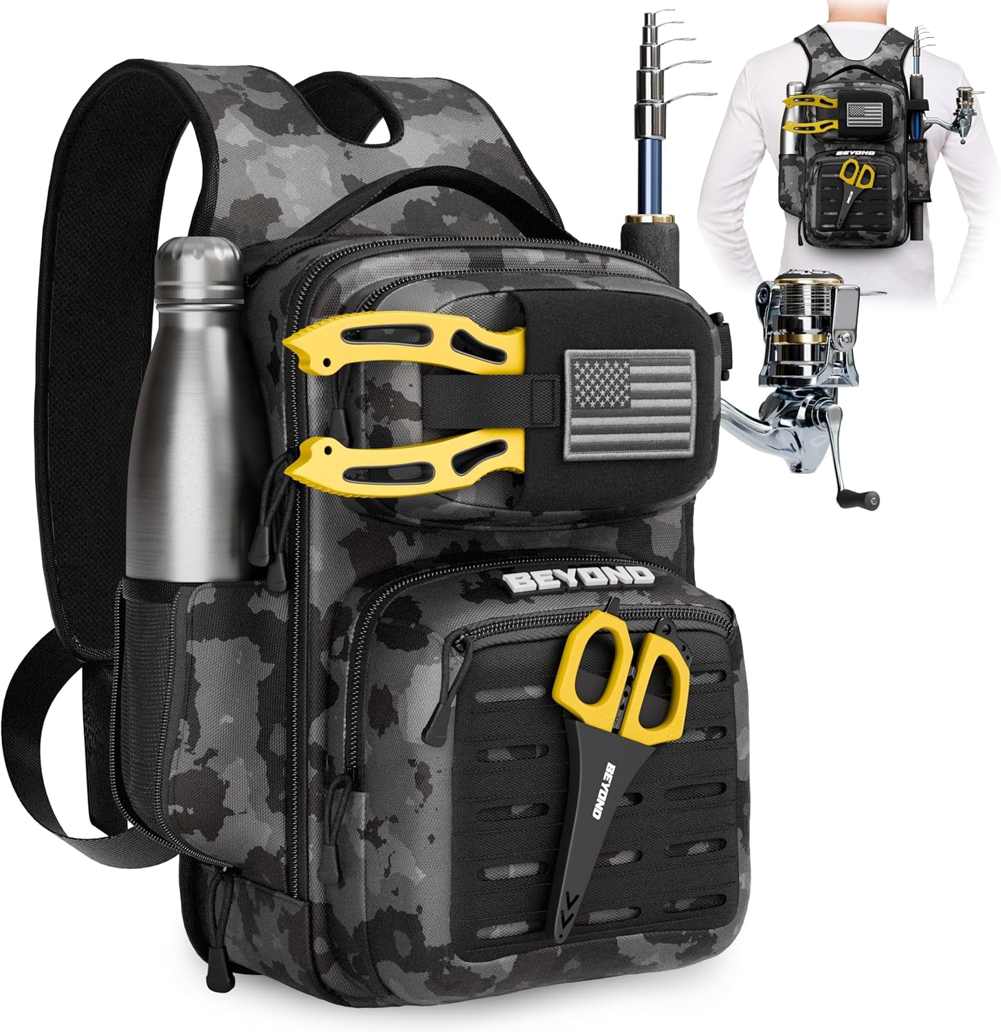Beyond Fishing Tackle Backpack- the Voyager Tactical Fishing Storage Bag - Lightweight & Compact Bag for Fishing