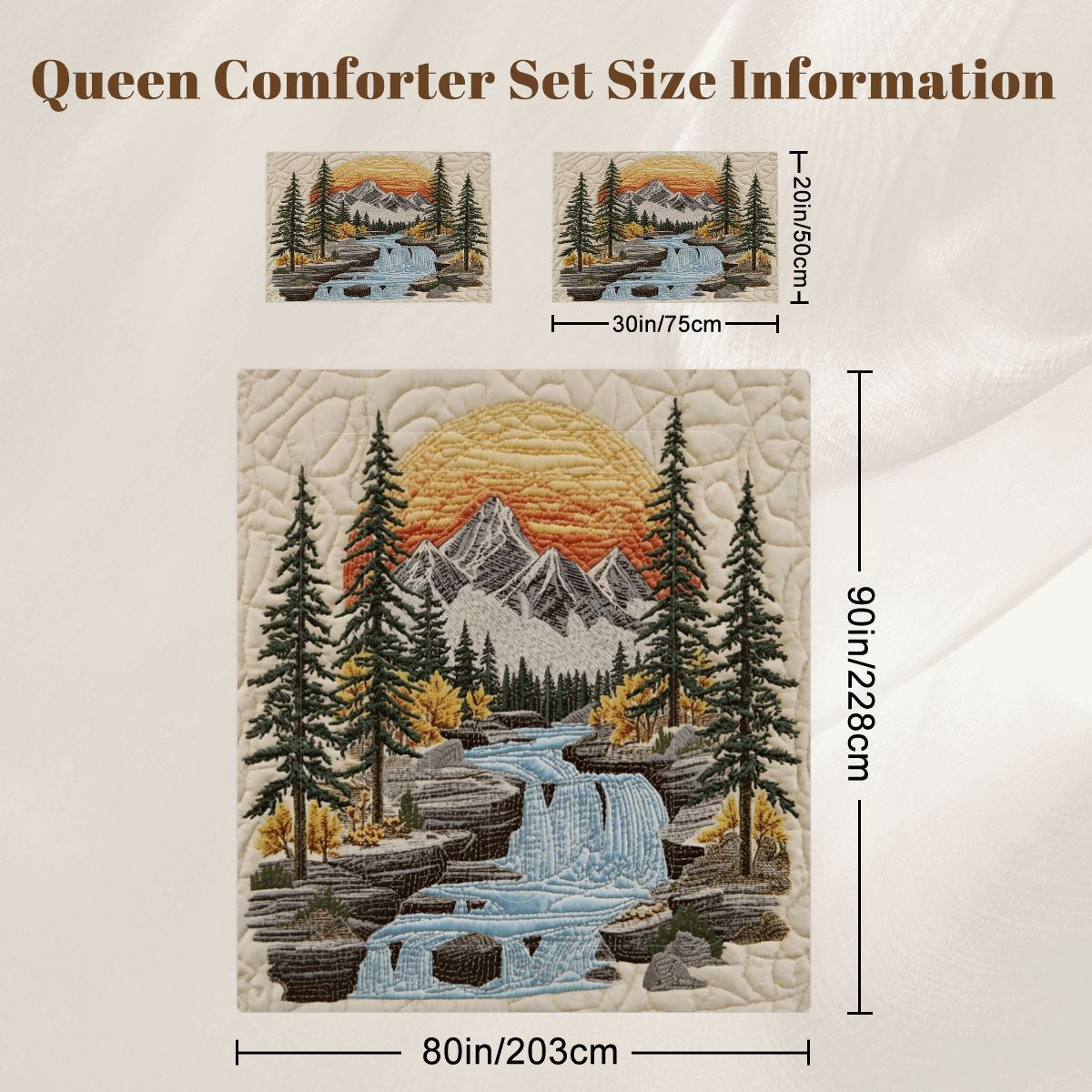 Mountain Sunrise Full Comforter - 3 PCS Set