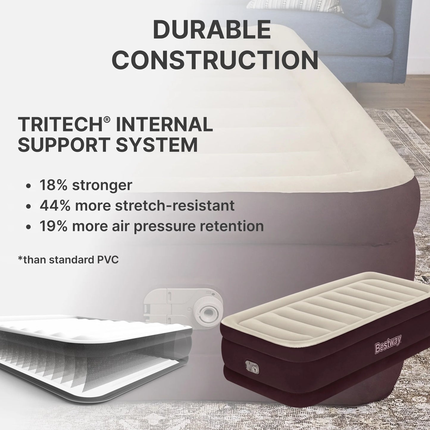® Maroon Tritech Airbed Twin 20" with Built-In AC Pump