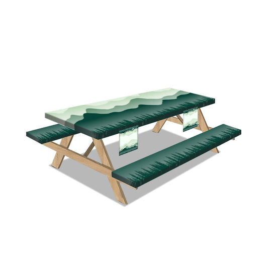 Mountain Range Outdoor Picnic Table Cover with Bench Covers (3 Piece Set)
