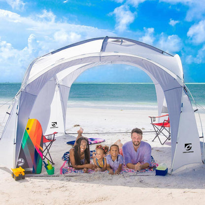 White Large Sun Shelter for 9-People to 12-People UPF50+ Portable Beach Sunshade Tent with Carry Bag