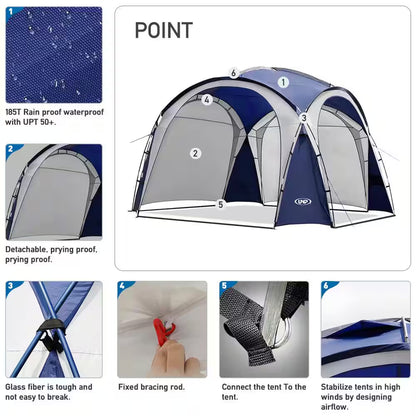 Blue Large Sun Shelter for 9-People to 12-People UPF50+ Portable Beach Sunshade Tent with Carry Bag