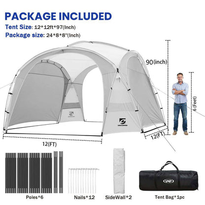 White Large Sun Shelter for 9-People to 12-People UPF50+ Portable Beach Sunshade Tent with Carry Bag