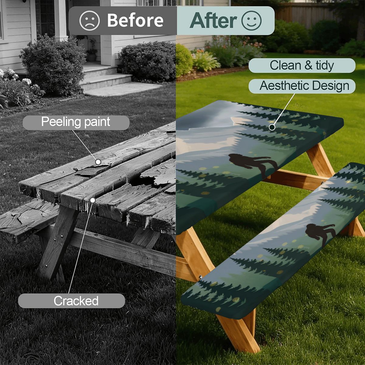 Bigfoot Picnic Table Cover with Bench Covers 5FT