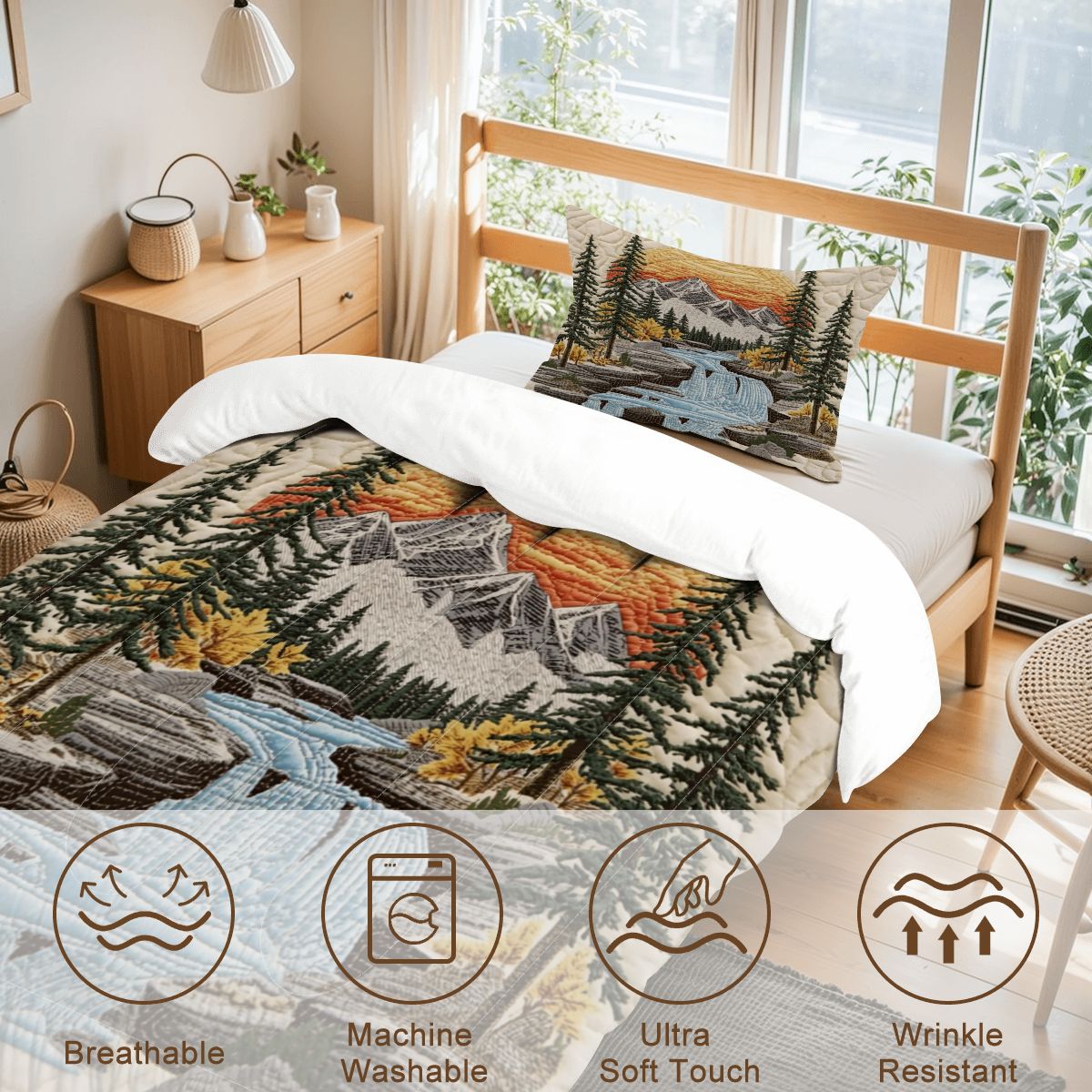Mountain Sunrise Twin Comforter - 3 PCS Set