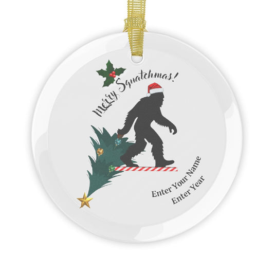 Merry Squatchmas Glass Ornaments - Personalization Available