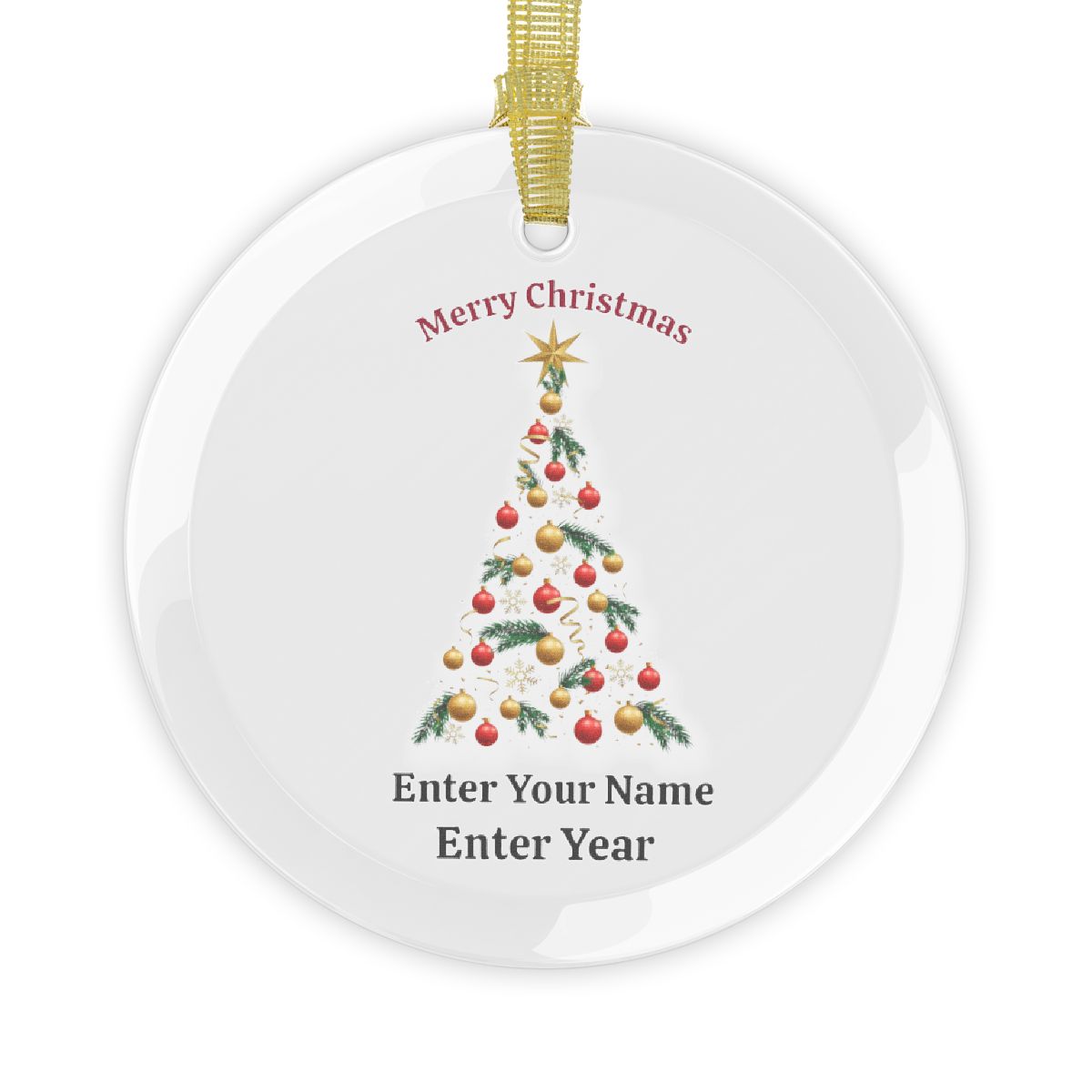 Merry Christmas Tree Glass Ornaments - Available for Personalization