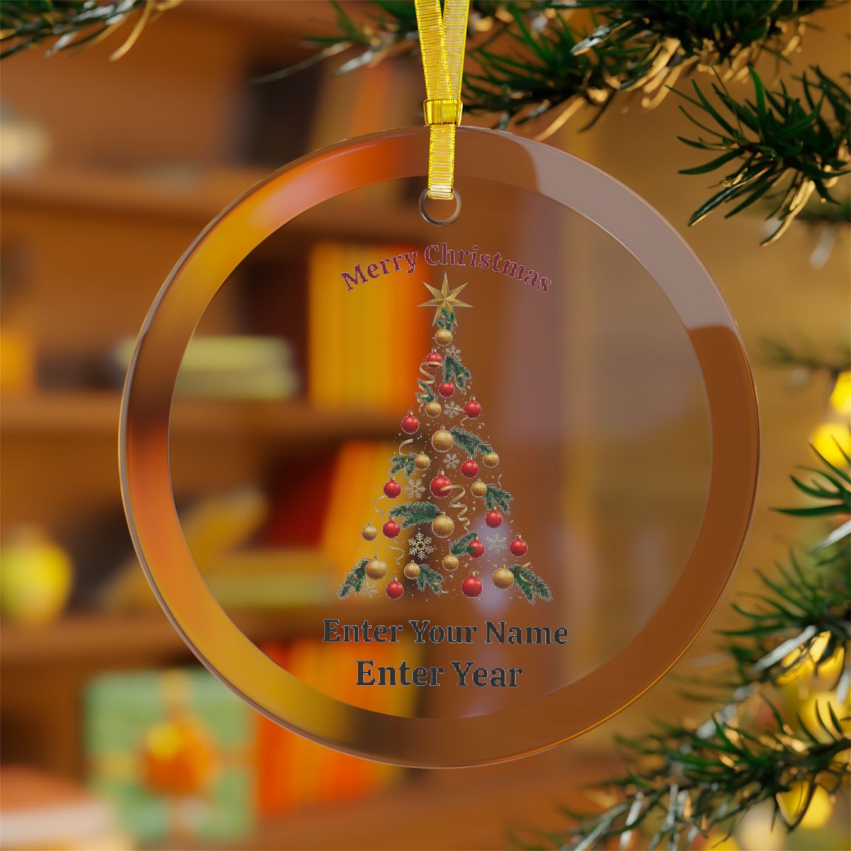 Merry Christmas Tree Glass Ornaments - Available for Personalization