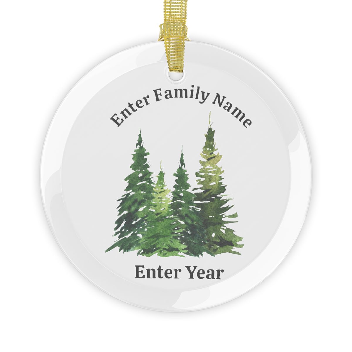 Family Pines Christmas Glass Ornament (Personalized Ornament)